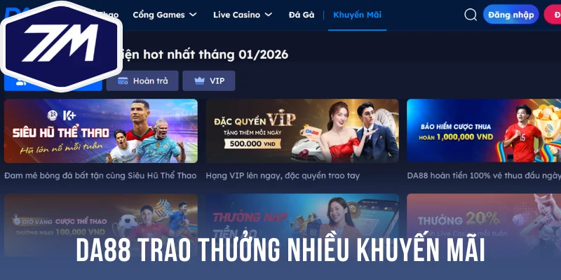 Da88 trao thưởng nhiều khuyến mãi