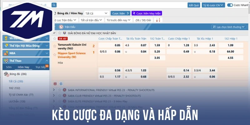 Kèo cược đa dạng và hấp dẫn